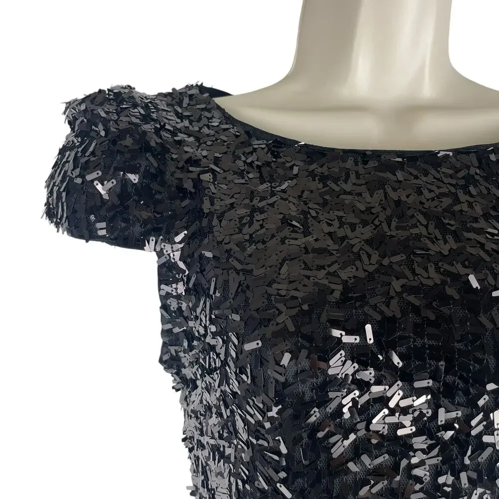 Rachel Gilbert Simone Sequin Embellished Evening Gown Black Size 0